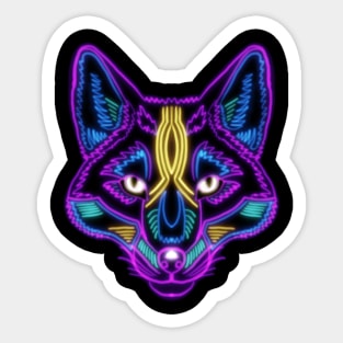 Psychedelic Line Work Fox Sticker